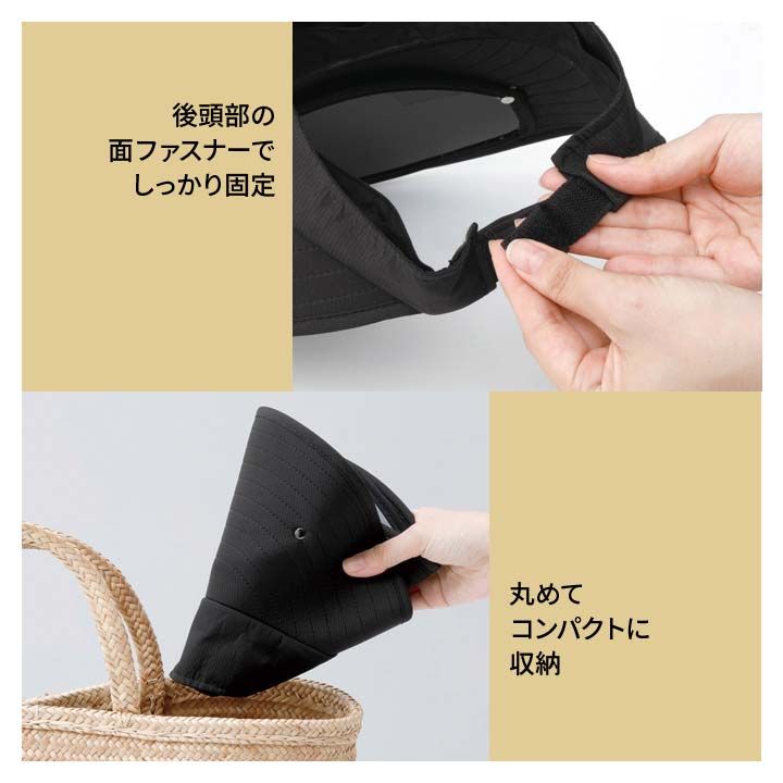 大きなツバ 格納式グラス UVカット Wプロテクト 面ファスナー式