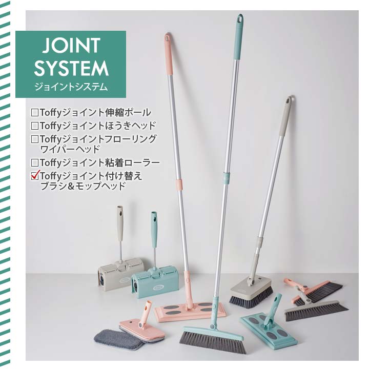 四角ブラシ 吸水モップ 付け替え ワンタッチ 面ファスナー 簡単交換 2通り 2WAY