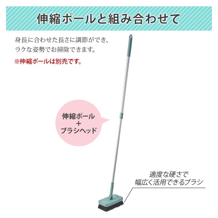 四角ブラシ 吸水モップ 付け替え ワンタッチ 面ファスナー 簡単交換 2通り 2WAY