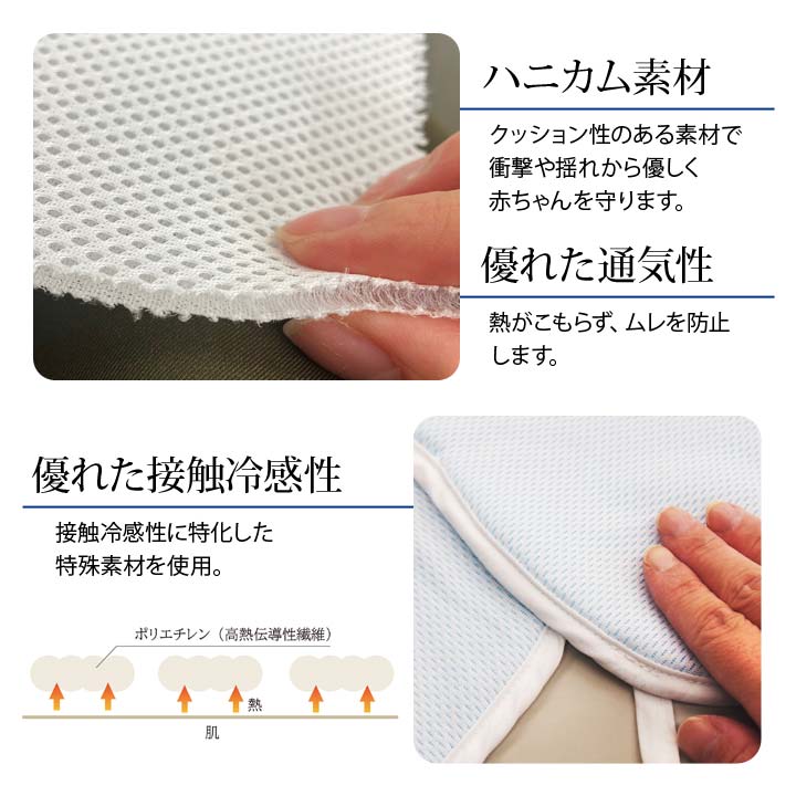 夏の快適グッズ チャイルドシート 冷感 背中 ムレ防止 涼しい カー用品 紐付き