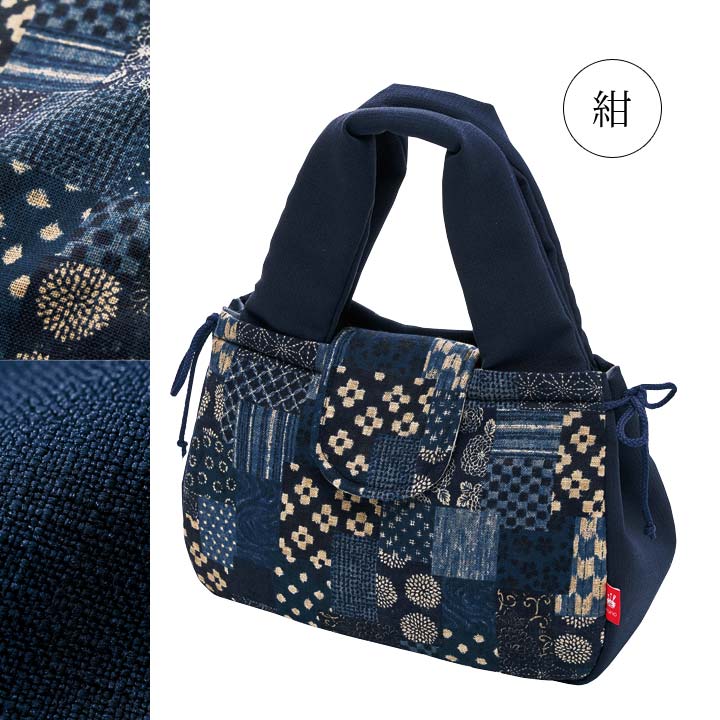日本製 バッグ ハンドバッグ トートバッグ つむぎ 和柄 パッチワーク柄