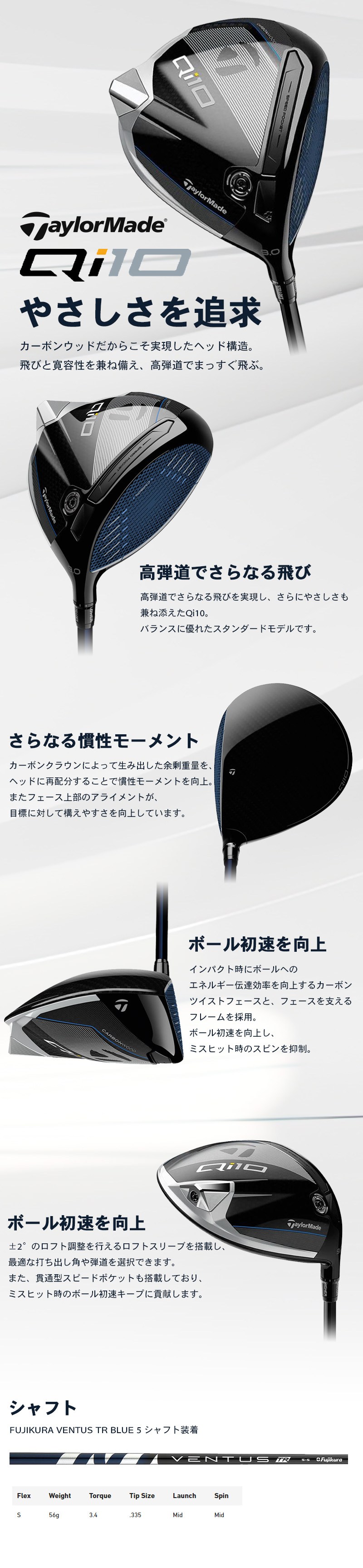 TaylorMade (USモデル)テーラーメイド Qi10 ドライバー VENTUS TaylorMade (USモデル)テーラーメイド Qi10 ドライバー VENTUS