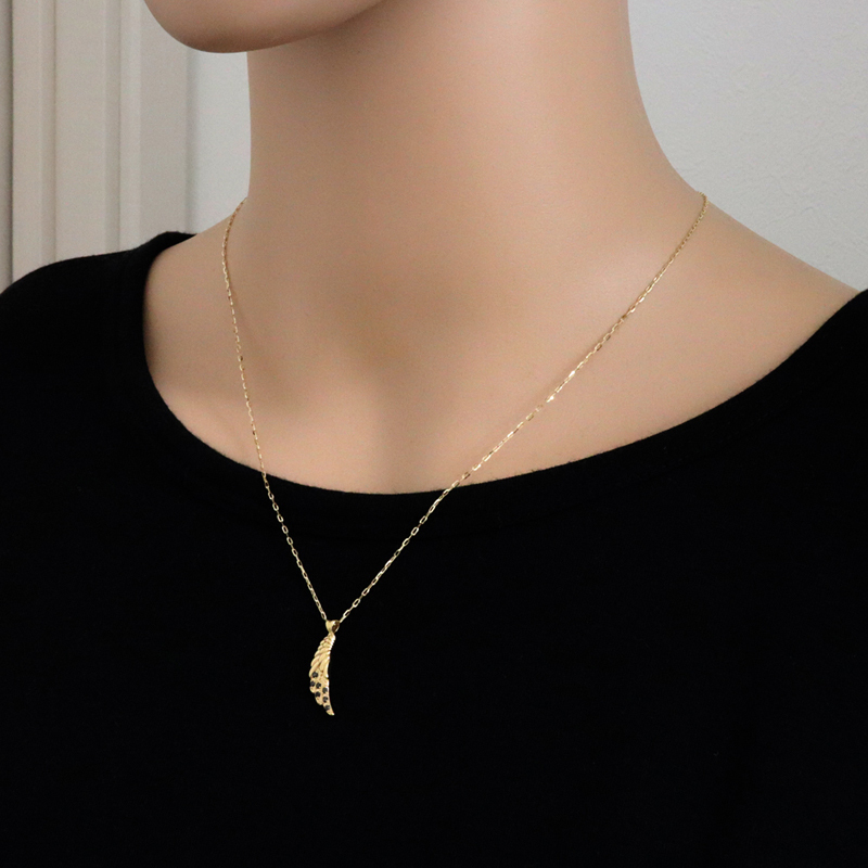 Jewelry i（ジュエリーアイ） フェザー ネックレス ブラック