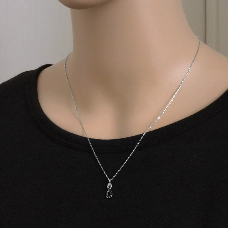 インフィニティ メンズ ネックレス プラチナ ブラックダイヤモンド 無限 Pt900 Pt850 ペンダント アズキ チェーン 50cm シンプル 大人 人気 受注 爆買の画像