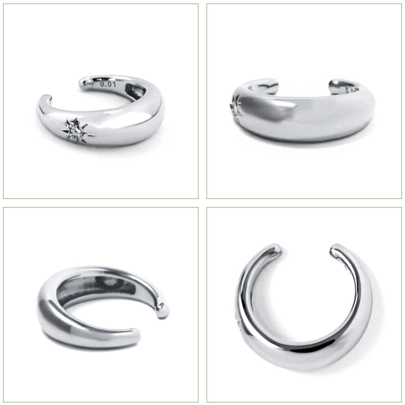 Jewelry i イヤーカフ 甲丸 月甲 一粒 ダイヤモンド シンプル