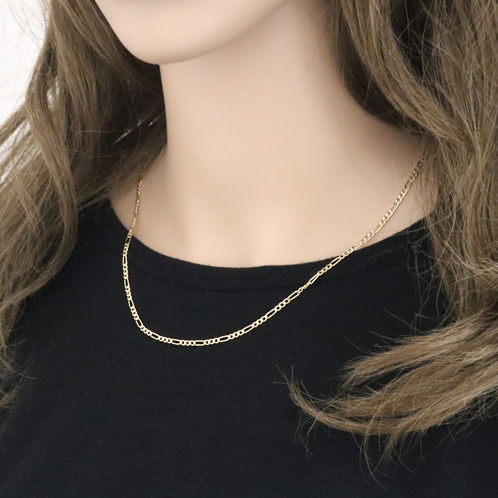 【激安】18金 チェーン ネックレス 中空 フィガロ 18金 45cm キヘイ 18金 チェーン ネックレス フィガロ 中空 43〜48cm キヘイ