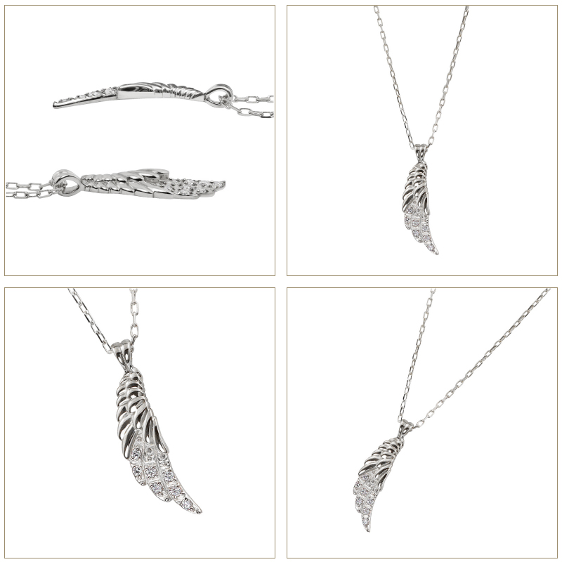 Jewelry i（ジュエリーアイ） フェザー ネックレス ダイヤモンド 羽根