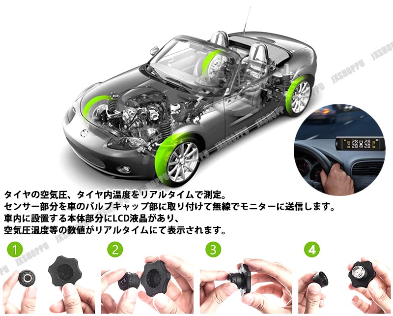 タイヤ空気圧センサー TPMS モニター 空気圧 温度 無線