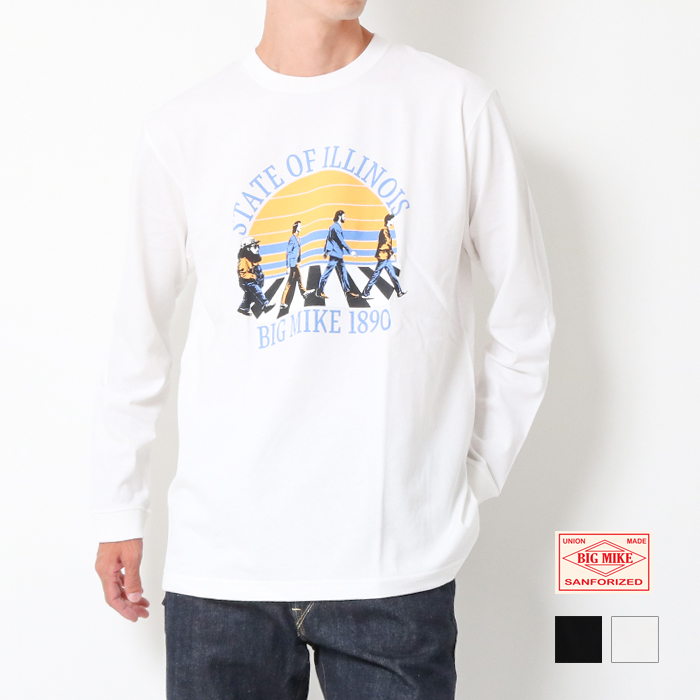 BIG MIKE ビックマイク ニュー アビーロード L/S Tシャツ 102338300 メンズ 長袖 ロンT 白 ブラック ビートルズオマージュ｜jxt-style｜02