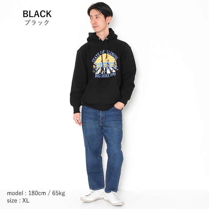 BIG MIKE パーカー スウェット プルオーバー メンズ ビッグマイク ニューアビーロード パーカー 102338900 ビックマイク 長袖 プリント メンズ 秋 冬 裏起毛 グレー ブラック ブランド トップス フード プレゼント BIG MIKE（ビッグマイク） パーカー メンズ スウェット プルオーバー