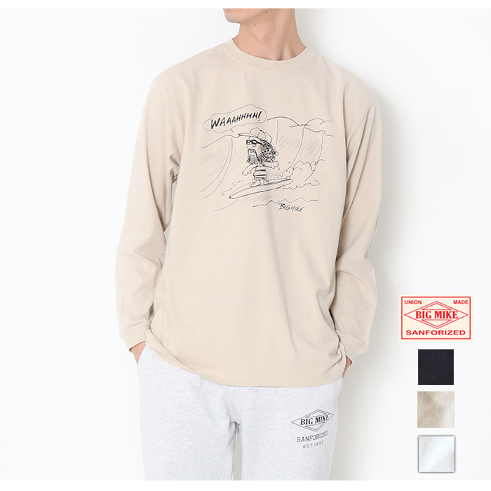 BIG MIKE（ビッグマイク） サーフィン オジサン 長袖 プリント Tシャツ