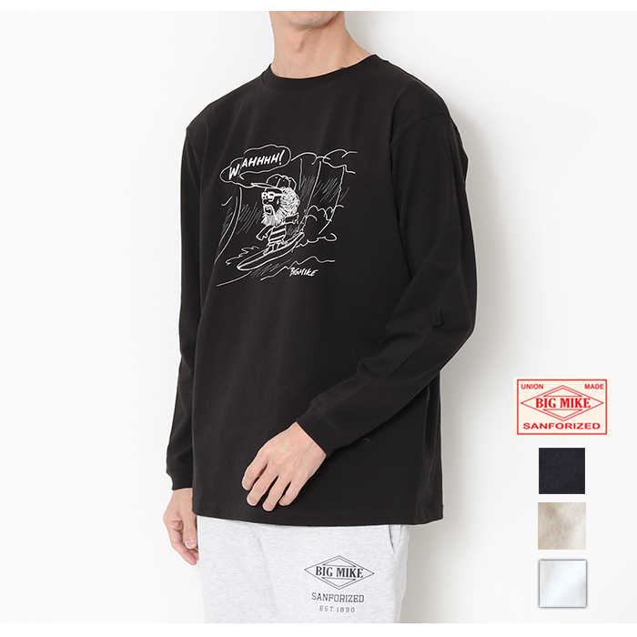 BIG MIKE（ビッグマイク） サーフィン オジサン 長袖 プリント Tシャツ