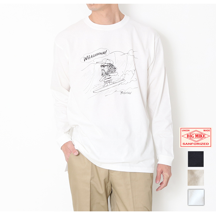 BIG MIKE（ビッグマイク） サーフィン オジサン 長袖 プリント Tシャツ