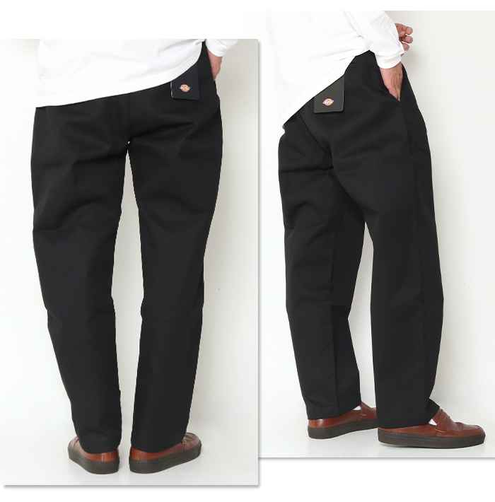 新品　Schott × DICKIES　ツータック テーパードパンツ　ブラック Dickies（ディッキーズ） チノパン RELAX FIT ツータックパンツ 2026年