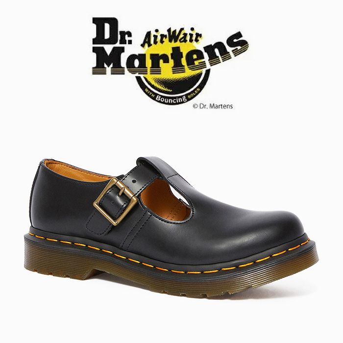 DR.MARTENS ドクターマーチン POLLEY ポリー Tバーシューズ 14852001 靴 ブラック マーチン レディース ヴィンテージ｜jxt-style