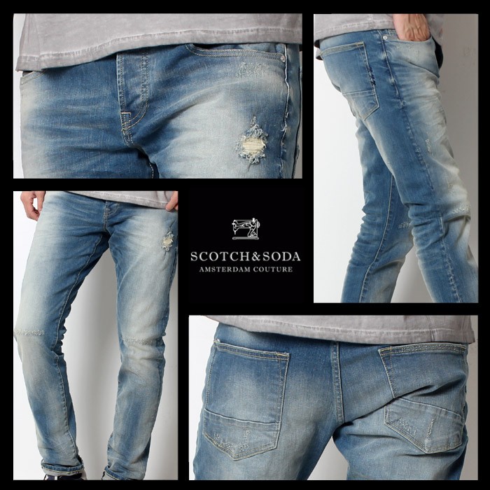 SCOTCH&SODA スコッチアンドソーダ スコッチ ラルストン Ralston ストレッチ ダメージ リペア デニムパンツ 282-55533  ジーンズ メンズ パンツ メンズ