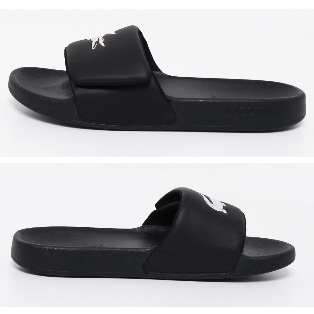 【新品未使用】人と差がつく！LACOSTE ブラック/ホワイト スライドサンダル LACOSTE（ラコステ） LACOSTE SERVE SLIDE サーブ スライド サンダル