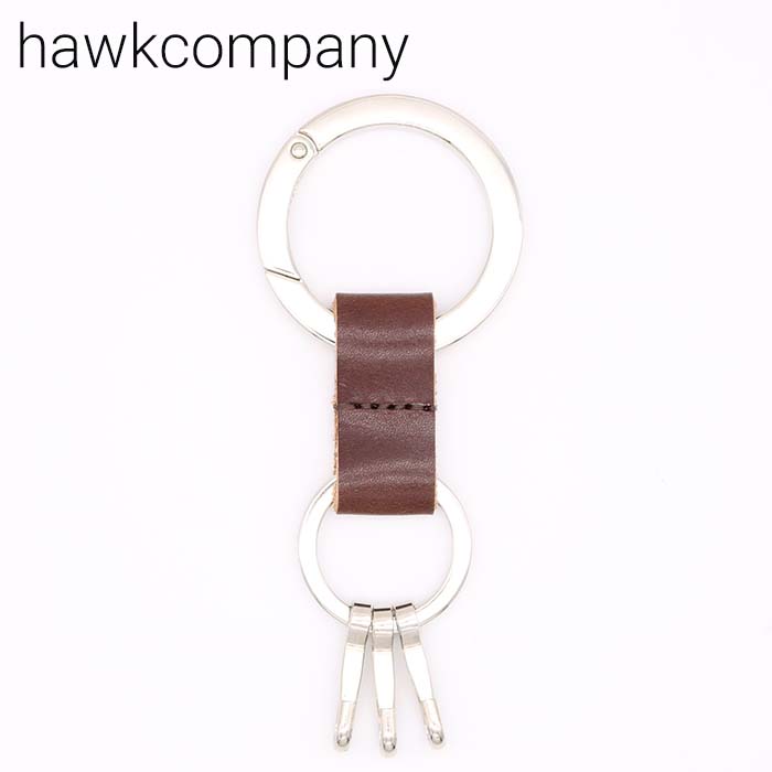 Hawk Company イタリア レザー ニッケル フリーカラビナ キーホルダー Lot/6274 キーリング 牛革 メンズ レディース 男女兼用  黒 赤 黄 茶 プレゼント ギフト