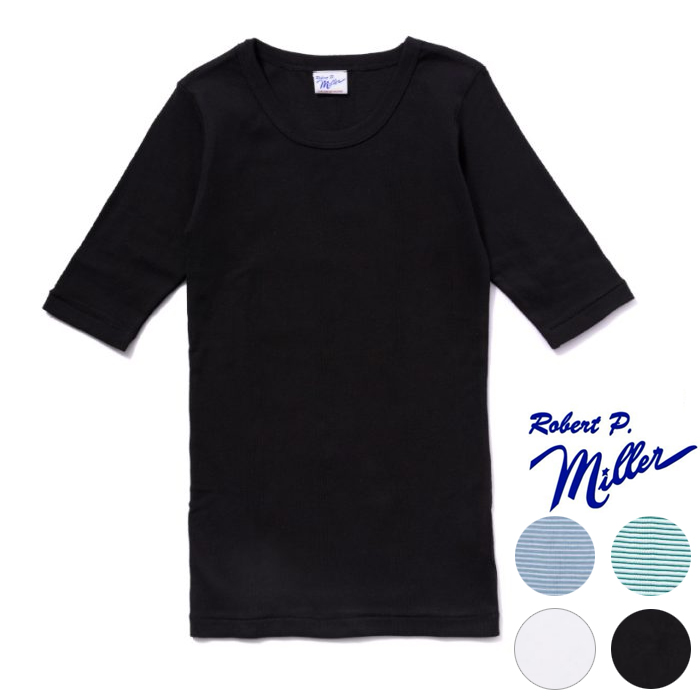 Robert P.Miller ロバートピーミラー パネルリブ 5分袖Tシャツ