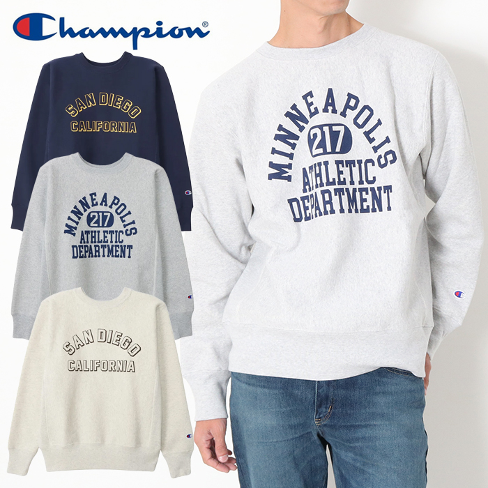 チャンピオン Champion リバースウィーブ(R) クルーネック スウェット シャツ C3-A022 トレーナー メンズ グレー ネイビー 裏起毛