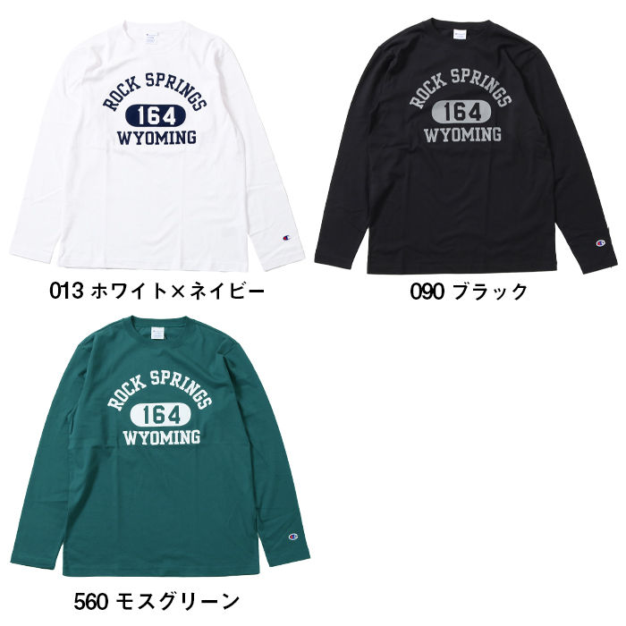 Champion チャンピオン カレッジロゴ プリント ロンT C3-X413 メンズ ブランド クルーネック 長袖 白 プリントT tシャツ｜jxt-style｜15