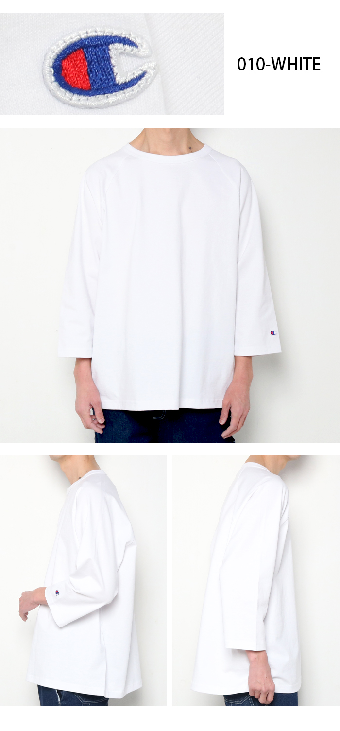 【新品】チャンピオンラグランTシャツ七分袖T1011　ホワイト・ネイビーＳサイズ Champion チャンピオン T1011 ティーテンイレブン ラグラン 3/4