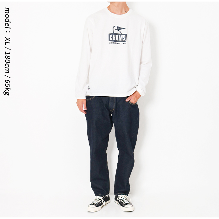(CHUMS)チャムス ブービーフェイスロングスリーブTシャツ (White×Navy) CHUMS 2024秋冬新色追加 チャムス 長袖 ロンT ブービーフェイス