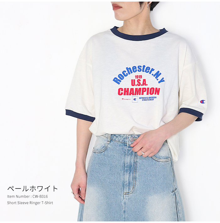 チャンピオン Champion レディース 半袖Tシャツ SHORT SLEEVE T-SHIRT_ CW-B316 （ペールホワイト） Champion チャンピオン ウィメンズ レディース ショートスリーブ