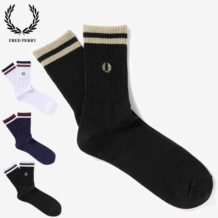 FRED PERRY フレッドペリー ソックス 靴下 メンズ F19998 BLACK WHITE 