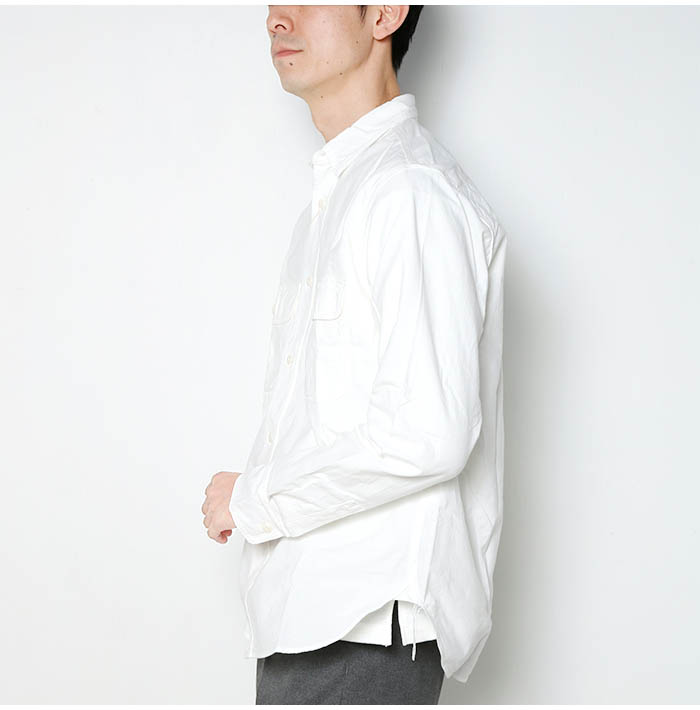 FOB FACTORY エフオービーファクトリー OX Work Shirt オックス ワーク シャツ F3496 白シャツ 襟シャツ ホワイト 綿 コットン 日本製 長袖 ゆったり｜jxt-style｜06