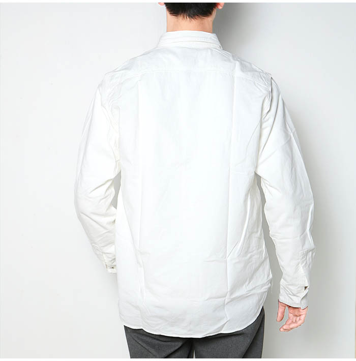 FOB FACTORY エフオービーファクトリー OX Work Shirt オックス ワーク シャツ F3496 白シャツ 襟シャツ ホワイト 綿 コットン 日本製 長袖 ゆったり｜jxt-style｜07
