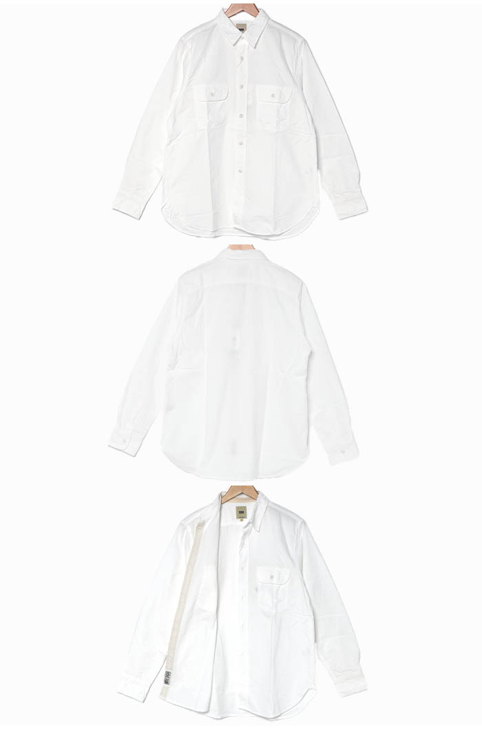 FOB FACTORY エフオービーファクトリー OX Work Shirt オックス ワーク シャツ F3496 白シャツ 襟シャツ ホワイト 綿 コットン 日本製 長袖 ゆったり｜jxt-style｜12