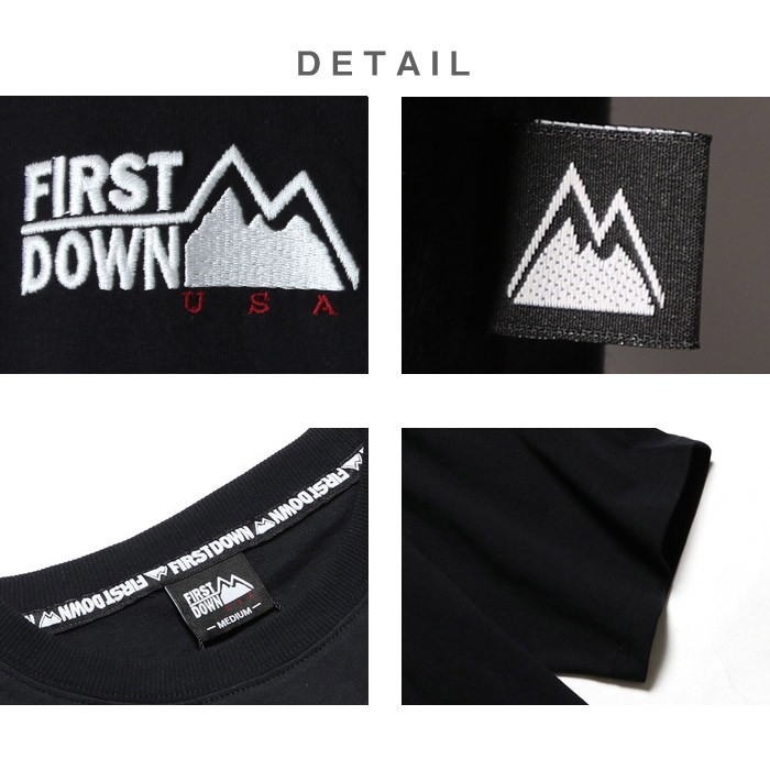 FIRST DOWN ファーストダウン ロゴ 刺繍 半袖 TシャツF701001 FIRST DOWN ファーストダウン ロゴ 刺繍 半袖 TシャツF701001