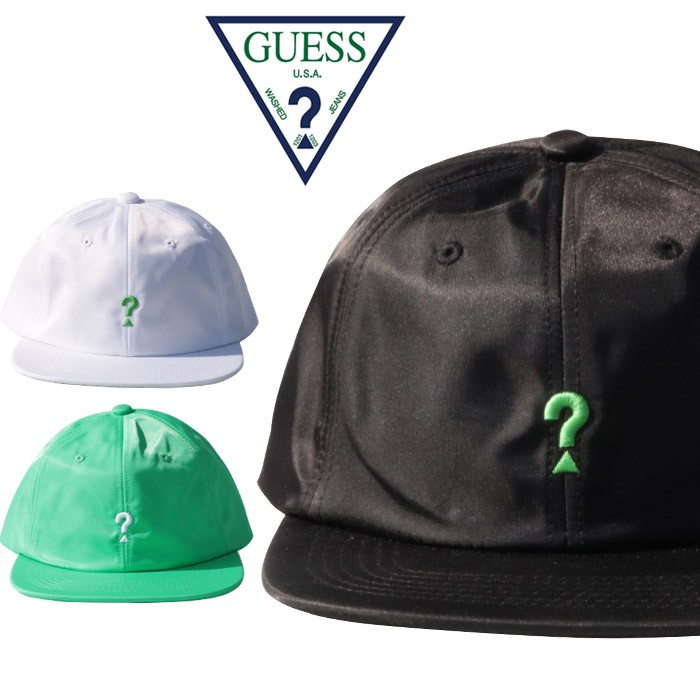 GUESS GREEN LABEL LIME QUESTION MARK LOGO CAP ゲス グリーンレーベル ？ ロゴ キャップ 帽子  GRSS19-015 メンズ レディース ホワイト ブラック