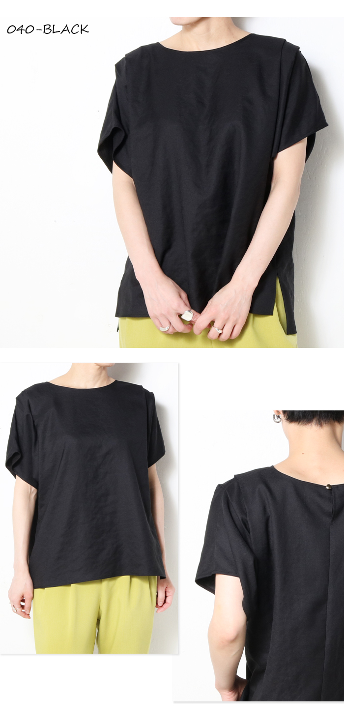 ブラウス 半袖 レディース 夏 トップス きれいめ ゆったり キレカジ ma couleur マ クルール 袖タックプルオーバー J-4595 日本製 トレンド きれいめ おしゃれ 袖あり 手洗い可 楽チン ブラウス 着回し力 トップス シンプル DONEEYU（ドニーユ） ma couleur マ・クルール 袖タックプルオーバー