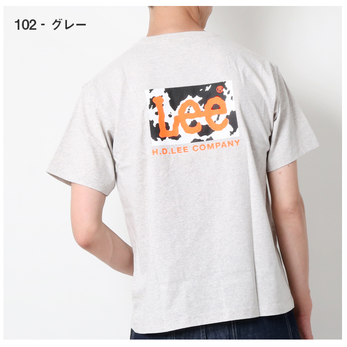 LEE リー バックプリント 半袖 Tシャツ LT3078 ネオンカラー 白 黒 グレー プリントT tシャツ tee メンズ ボックスロゴ 定番ロゴ  カジュアル おしゃれ ブランド