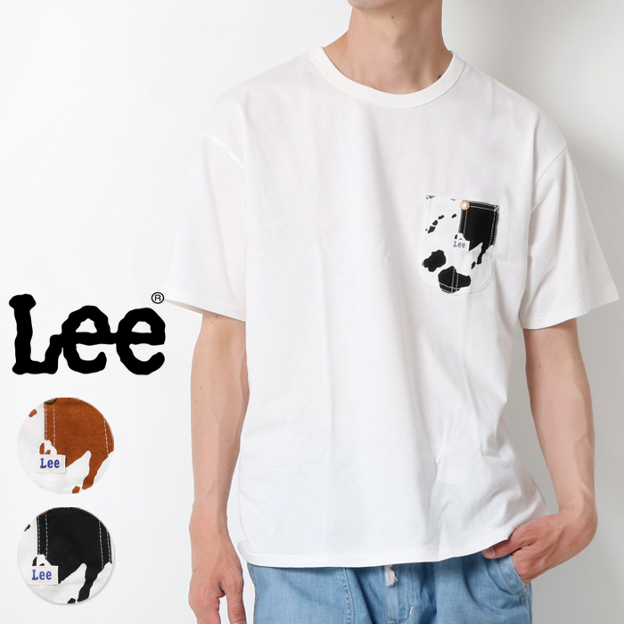 【20％OFF】LEE リー 胸ポケット 半袖 Tシャツ LT4147 メンズ 新作 tシャツ 半袖Tシャツ teeシャツ 白 ホワイト 牛柄 ポケt  綿 カジュアル おしゃれ ブランド