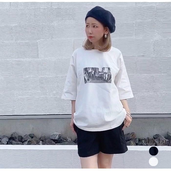 ［Ｐ］新品　malo マーロ　半袖　Ｔシャツ MA_Lo マーロ ユニセックス フォトプリント5分袖 オーバーT