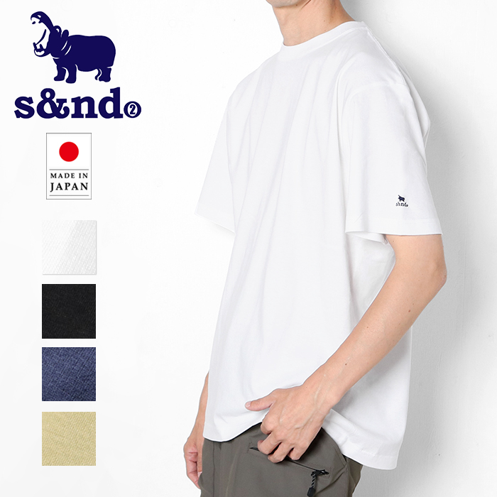 s&nd セカンド カバ 半袖Tシャツ 袖ワンポイント刺繍 メンズ 綿100