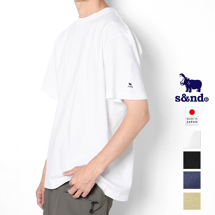 s&nd セカンド カバ 半袖Tシャツ 袖ワンポイント刺繍 メンズ 綿100