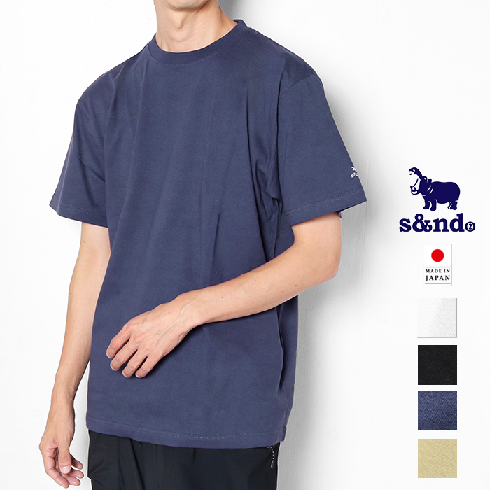 s&nd セカンド カバ 半袖Tシャツ 袖ワンポイント刺繍 メンズ 綿100