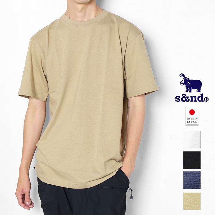 s&nd セカンド カバ 半袖Tシャツ 袖ワンポイント刺繍 メンズ 綿100