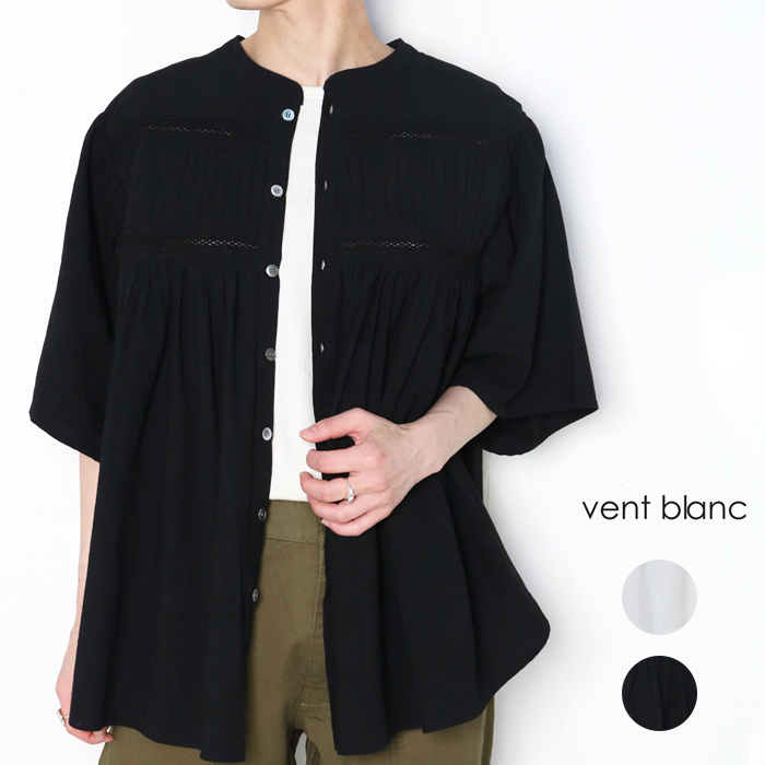 ヴァンブラン レディース ブラウス 五分袖 はおり 綿100％ vent blanc