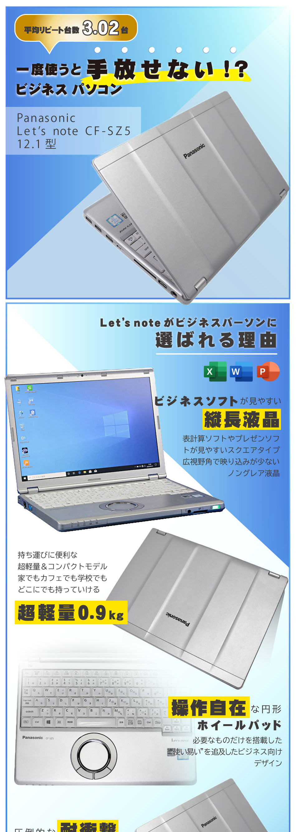 訳あり 圧迫痕 ノートパソコン Panasonic Let's note CF-SZ5 Windows10 