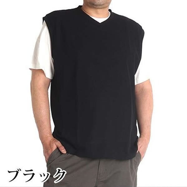 大きいサイズ メンズ ノースリーブ tシャツ Vネック タンクトップ ドライ 速乾 ベスト 消臭 デ...