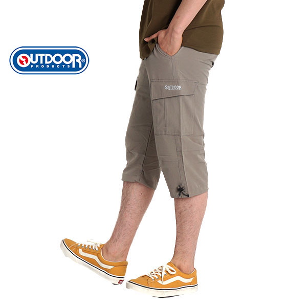 夏のお出かけやアウトドアに最適♪ シンプルデザインのひざ丈パンツ OUTDOOR PRODUCTS 7分丈パンツ メンズ カーゴパンツ クロップド