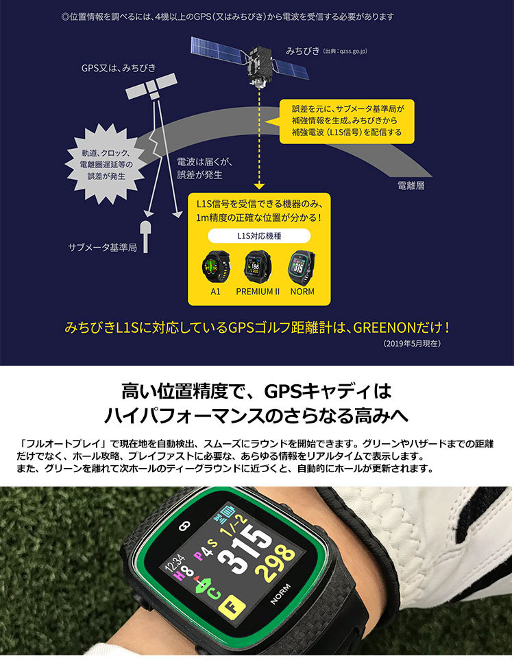 グリーンオン THE GOLF WATCH NORM 時計型GPSナビ G015 ザ・ゴルフ