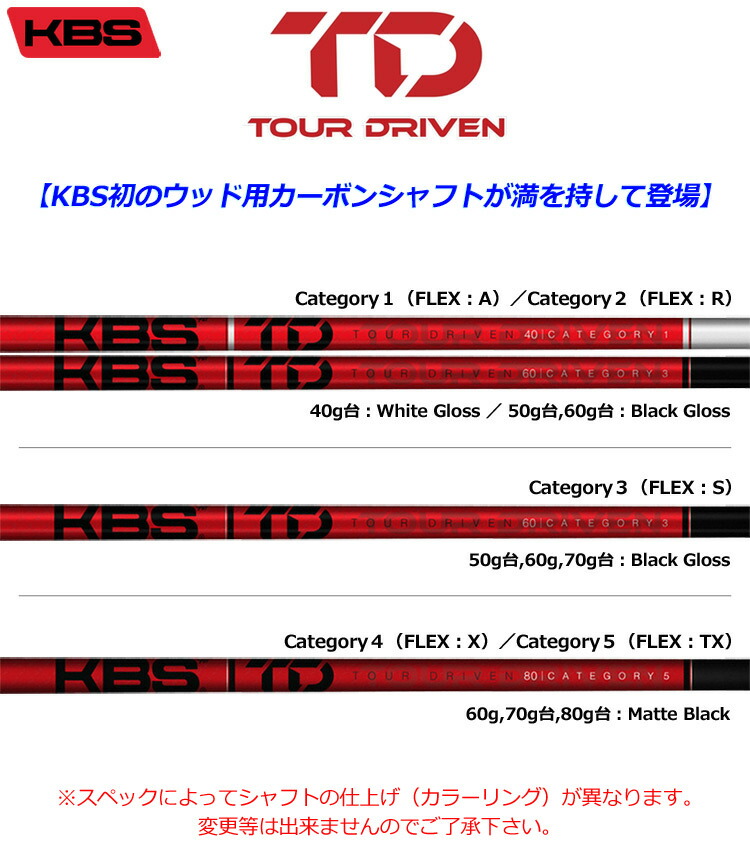 KBS TD ドライバー／ウッド用カーボンシャフト (Tour Driven) USA直