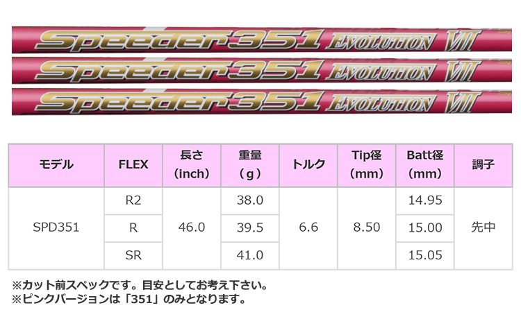 スリクソン スリーブ付きシャフト Speeder 351 Evolution7 ピンクver