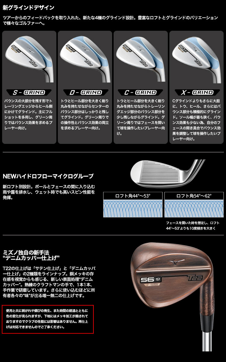 ミズノ T22 ウエッジ サテン仕上げ Dynamic Gold HT スチールシャフト